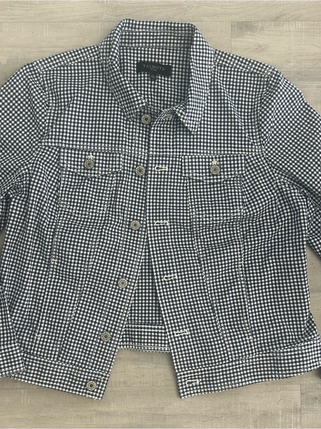 Talbots Blue And White Gingham Jean Jacket